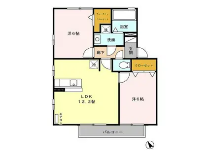 リビングタウン上野台B(2LDK/2階)の間取り写真