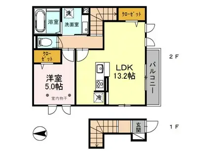 クロシェット(1LDK/2階)の間取り写真
