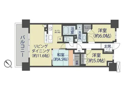 ブリリア草加グランスイート(3LDK/6階)の間取り写真