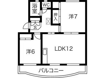 グリーンハイツ萩丘B(2LDK/3階)の間取り写真