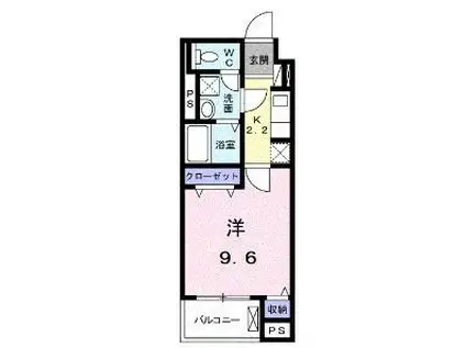 ロアシス(1K/2階)の間取り写真