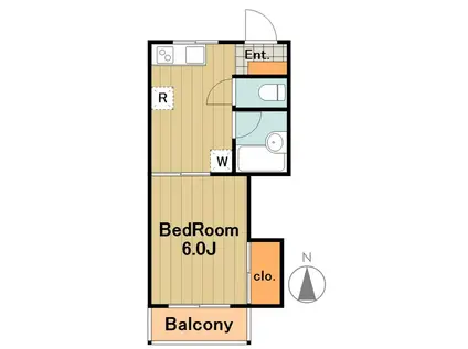 アンビシャス(1DK/2階)の間取り写真