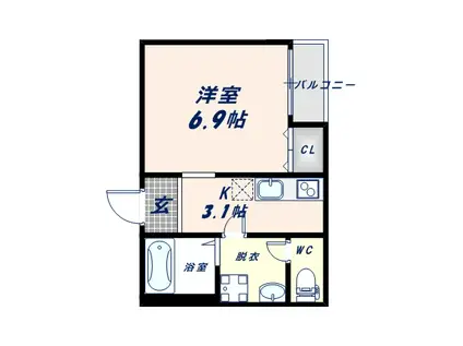 エフスタイル大蓮南1号館(1K/2階)の間取り写真