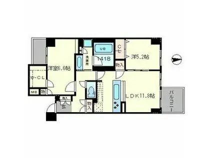 プレサンスロジェ心斎橋(2LDK/8階)の間取り写真