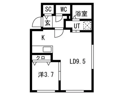 ヴィクトワール麻生(1LDK/3階)の間取り写真