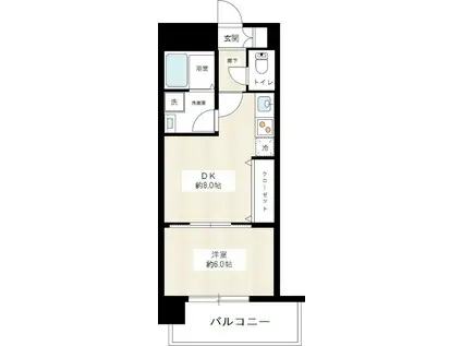 ヴィータローザ横浜吉野町(1DK/6階)の間取り写真