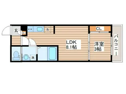 ブラン台原(1LDK/3階)の間取り写真