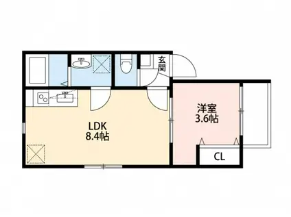コートスタイル二日市駅前(1LDK/3階)の間取り写真