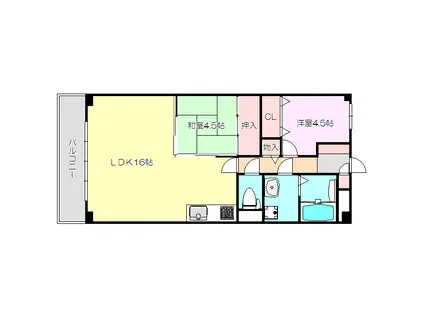 ドルミ淀川(2LDK/7階)の間取り写真