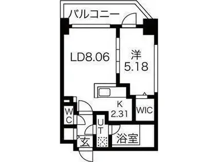 アークネスト円山(1LDK/6階)の間取り写真