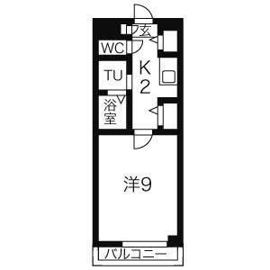 名鉄小牧線 味鋺駅 徒歩1分 4階建 築18年(1K/3階)の間取り写真