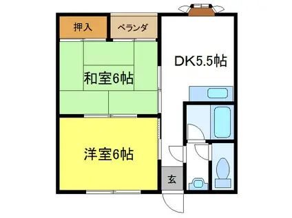 ロイヤルメゾン出戸(2DK/4階)の間取り写真