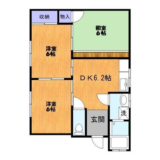 ボヌール楡木(3DK/1階)の間取り写真