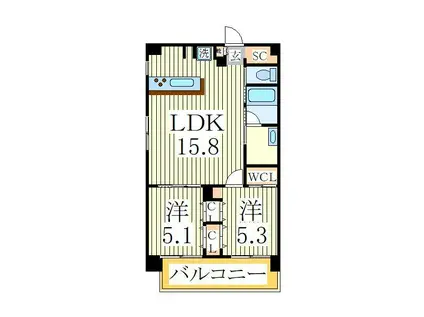 ART RESIDENCE IN OOTAKA-NO-MORI A棟(2LDK/2階)の間取り写真
