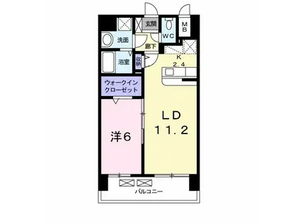 グランデスカイ空港南(1LDK/6階)の間取り写真