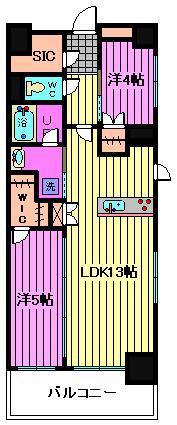 デュオステージ浦和岸町(2LDK/4階)の間取り写真