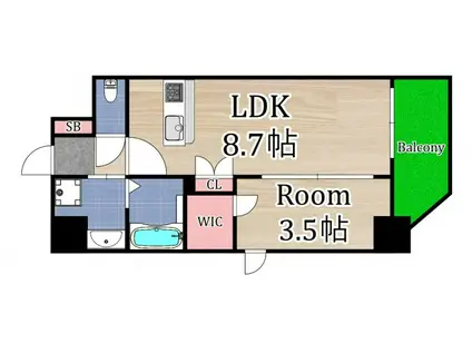サムティ京橋クリア(1LDK/10階)の間取り写真
