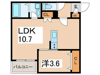 ジーメゾン綾瀬上土棚(1LDK/3階)の間取り写真