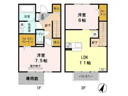 モダンコートA(2LDK/1階)の間取り写真