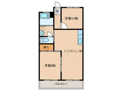 フェリーチェ(2LDK/2階)の間取り写真