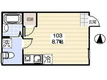 ポルトボヌール(ワンルーム/1階)の間取り写真