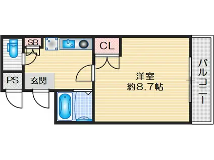 ルミエール垂水(1K/6階)の間取り写真