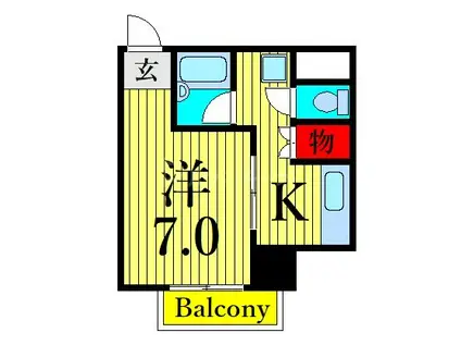 川端ハイツ(1K/3階)の間取り写真