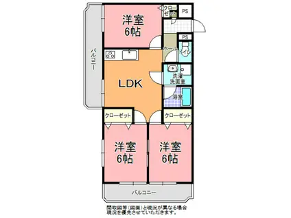 サンファスト水戸(3LDK/2階)の間取り写真