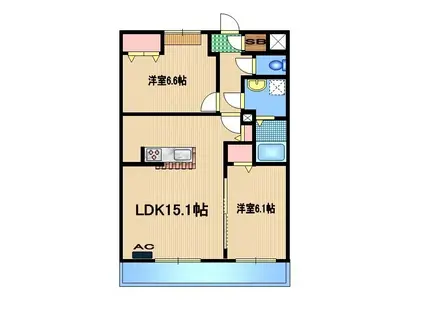 ソレイユ・ルヴァン(2LDK/2階)の間取り写真