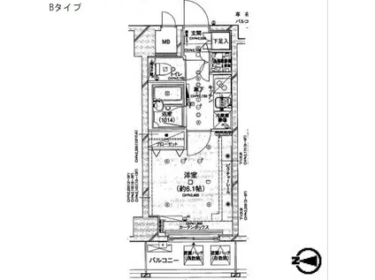 コンシェリア門前仲町(1K/2階)の間取り写真