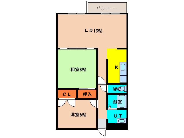 ロクゴーリーブル梁川(2LDK/5階)の間取り写真