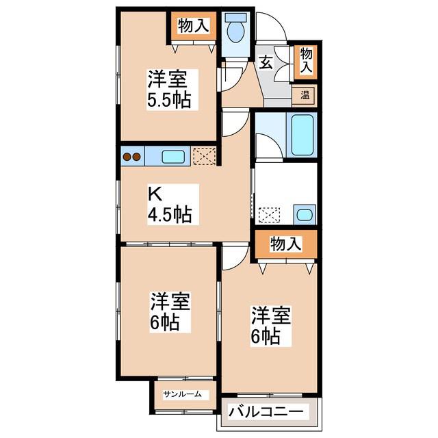 新田ツインズ(3K/3階)の間取り写真