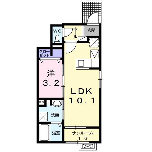 J-シャモニー スロープ I(1LDK/1階)の間取り写真