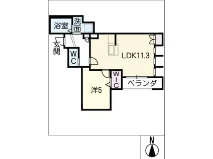 UN ESPOIR(1LDK/3階)の間取り写真