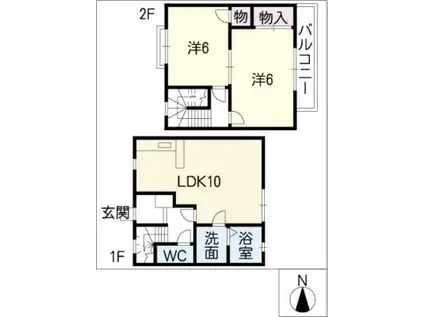 グランドマリーナC(2LDK/2階)の間取り写真
