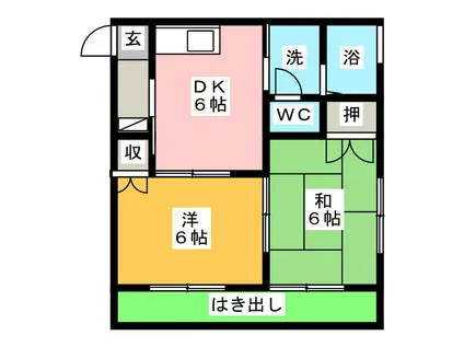 オランジュ ミホ(2DK/1階)の間取り写真