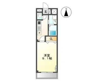 ノース GARDEN A棟(1K/3階)の間取り写真