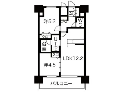 プレサンスジェネ栄(2LDK/14階)の間取り写真