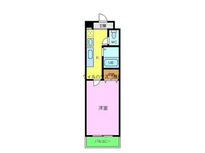 プレジオカーサⅡ(1K/3階)の間取り写真