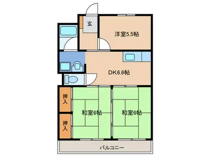 エクセル香椎(3DK/4階)の間取り写真