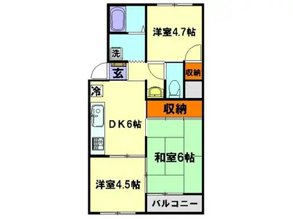 ポニーハイセンス(3DK/2階)の間取り写真