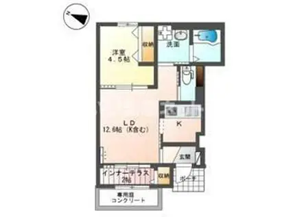 サニーオリーブ(1LDK/1階)の間取り写真