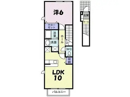 シャトレV(1LDK/2階)の間取り写真