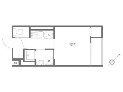 向島テラス(1K/2階)の間取り写真