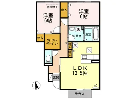 クリアル曙(2LDK/1階)の間取り写真
