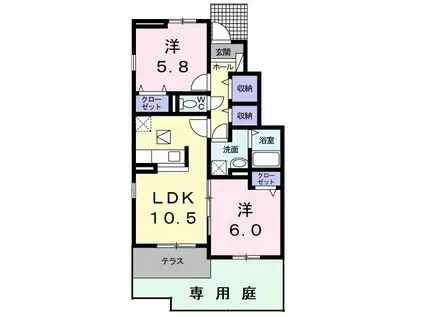 グロリアスホームI(2LDK/1階)の間取り写真