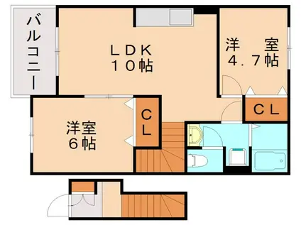 グラン・リーオ(2LDK/2階)の間取り写真