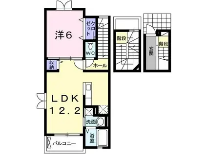 ポエム・ひまわり(1LDK/3階)の間取り写真