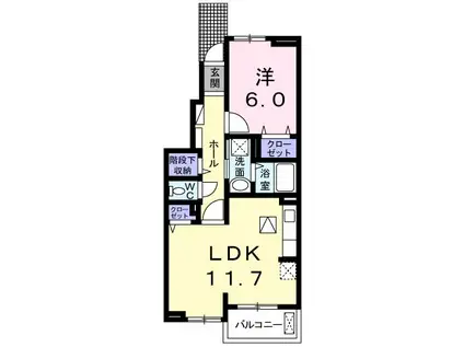 ルミエール(1LDK/1階)の間取り写真