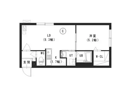 ブランブリエ中の島A棟(1LDK/4階)の間取り写真